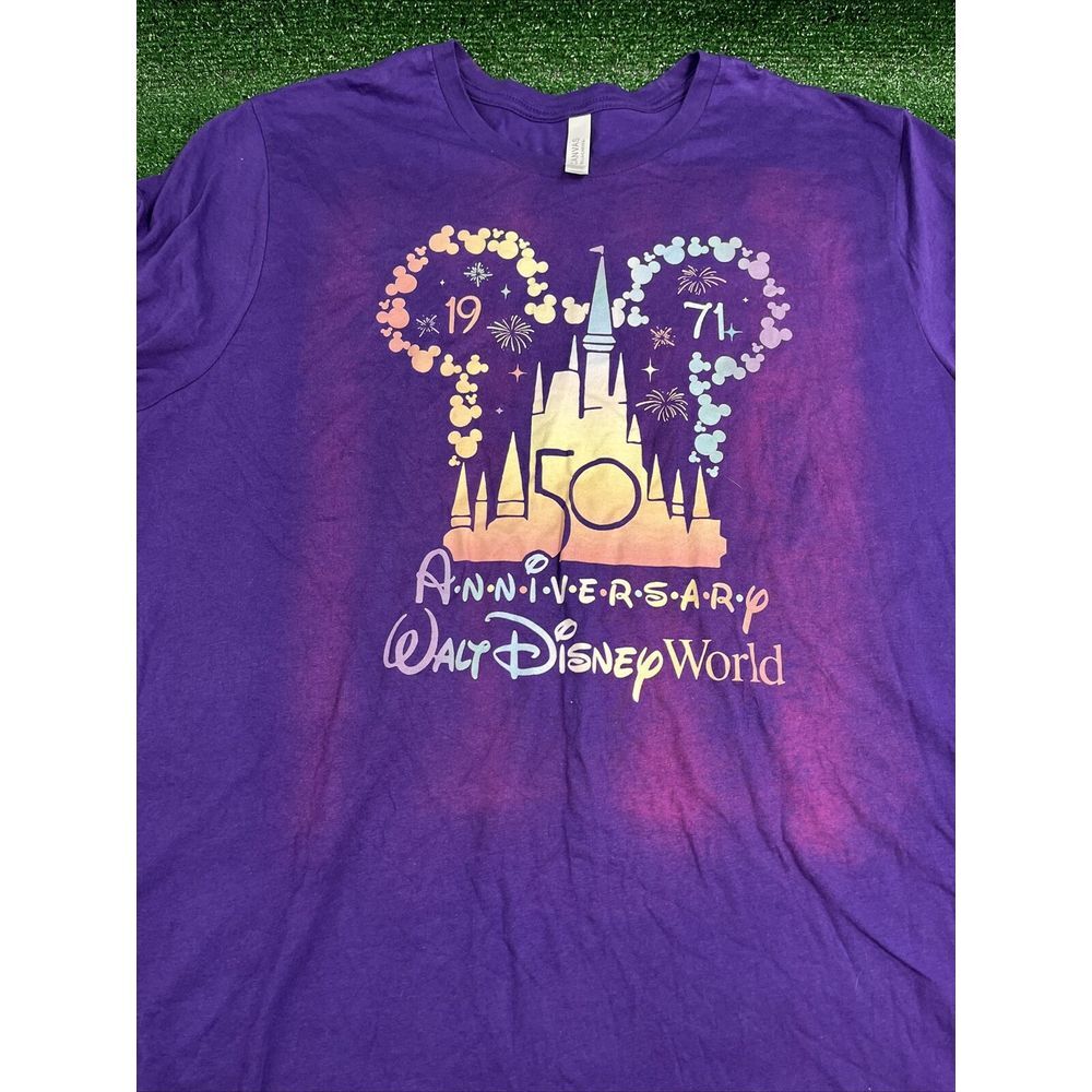 Walt Disney World Anniversary 50th Purple Mickey Mouse Ears Castle T-Shirt Sz 2X